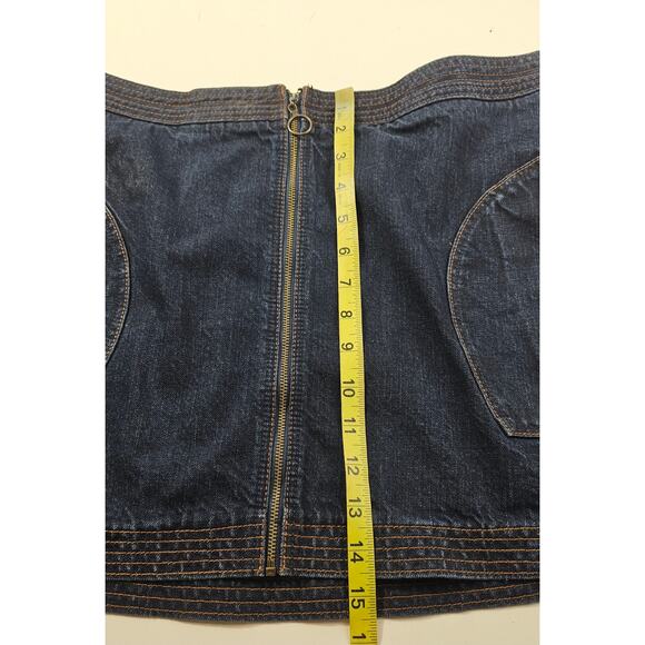 Abercrombie & Fitch sz 10 full zip front grunge denim skirt EUC pocket casual - Picture 7 of 7
